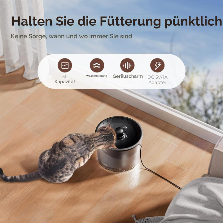 IMIPAW Katzenbrunnen für Katze, 3L Trinkbrunnen für Katzen, Super Silent, Durchsichtiger Wassertank
