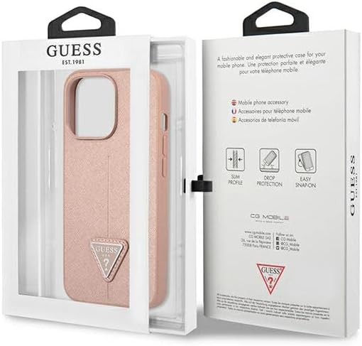 GUESS GUHCP14LPSATLP Hülle für iPhone 14 Pro 6,1" rosa/pink hardcase SaffianoTriangle Logo