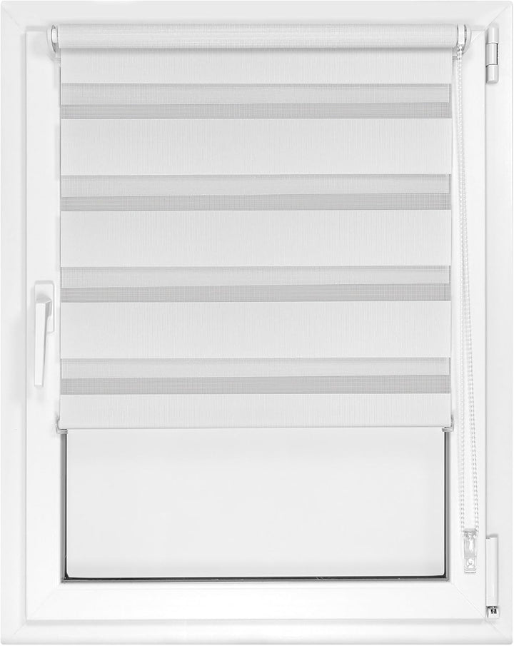 Doppelrollo in 4 Farben & in 8 Grössen - mit Klemmfixierung am Fensterahmen und fest montierter Träg