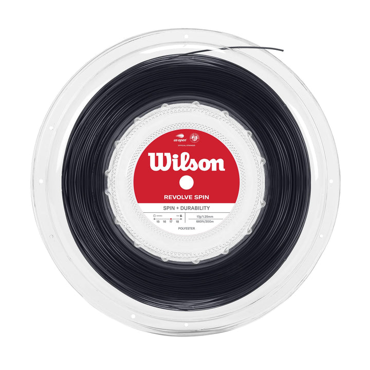Wilson Unisex Tennissaite Revolve Spin 200 Meter 1,25 mm Schwarz, 200 Meter 1,25 mm Schwarz