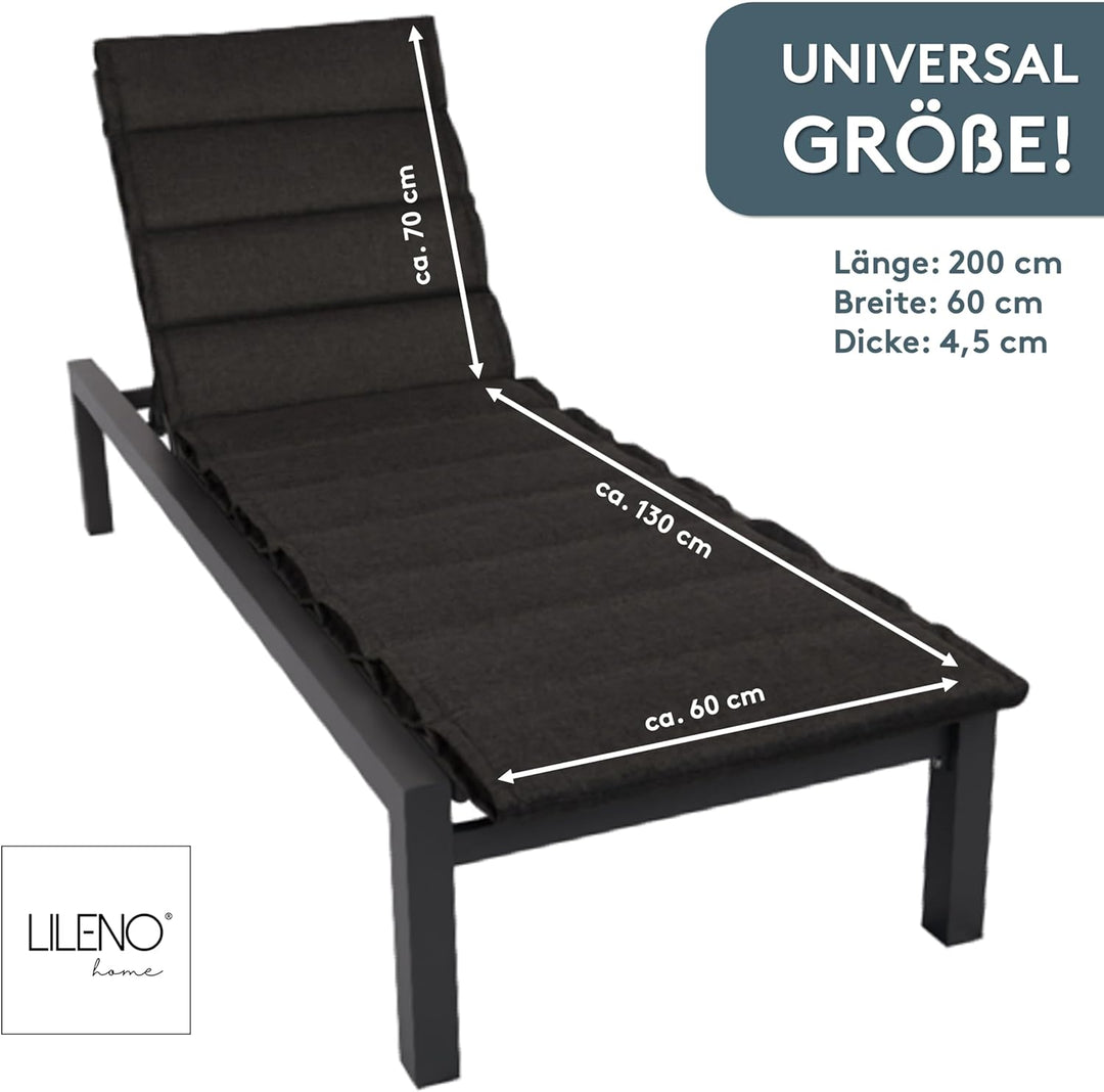LILENO HOME Sonnenliege Auflage als [1er Set - Rollliege] in Anthrazit - Gartenliegen Auflage perfek