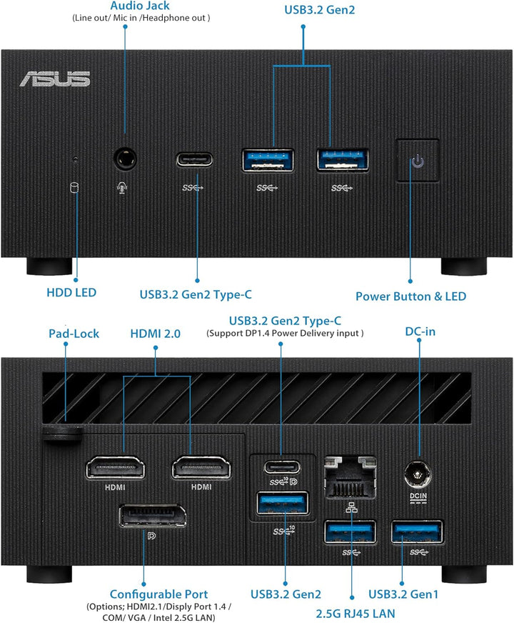 ASUS ExpertCenter PN52-BBR758HD Barebone Mini PC (AMD Ryzen 7 5800H, integrierte AMD Radeon Grafik,