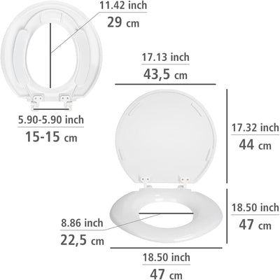 WENKO WC-Sitz Torino XXL, WC-Sitz aus bruchsicherem Duroplast mit extra breiter und ergonomisch gefo