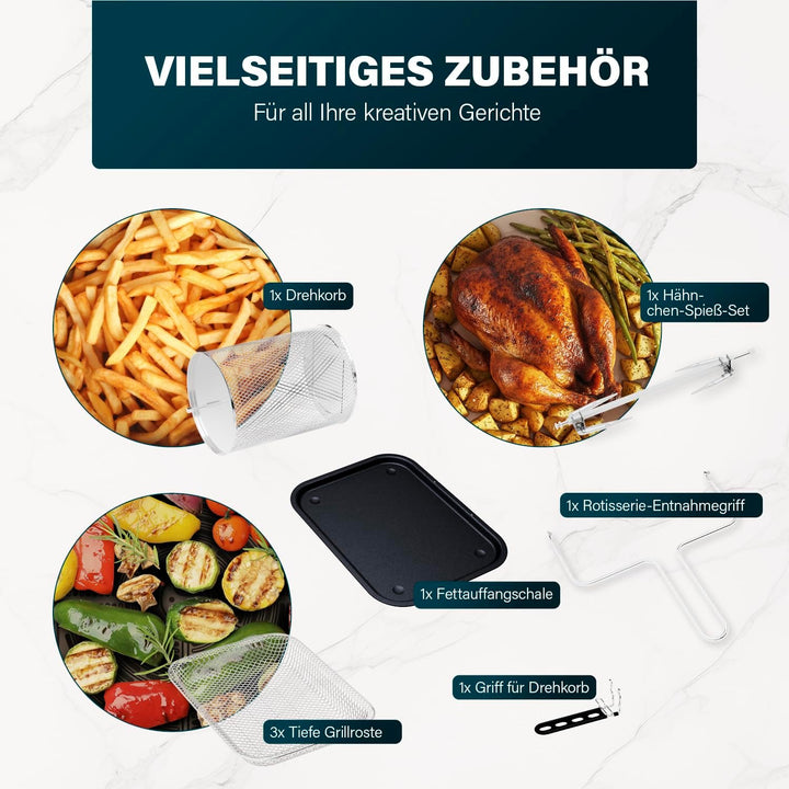 Princess Heissluftfritteuse Backofen Vision, 12,6 L Kapazität, 1800 W Leistung, Multifunktionales Ga