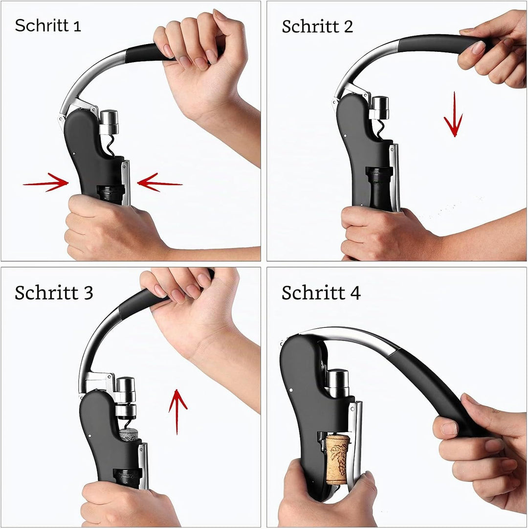 Drincarier Profi-Flaschenöffner, Zinklegierung, mit Hebel, Korkenzieher, mit Folienschneider, Kellne