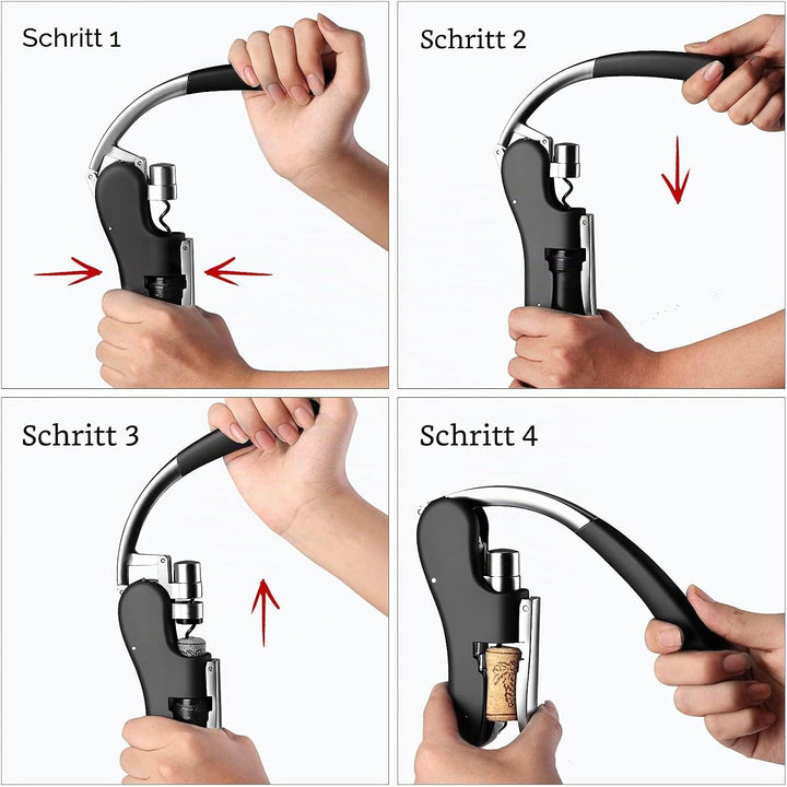 Drincarier Profi-Flaschenöffner, Zinklegierung, mit Hebel, Korkenzieher, mit Folienschneider, Kellne