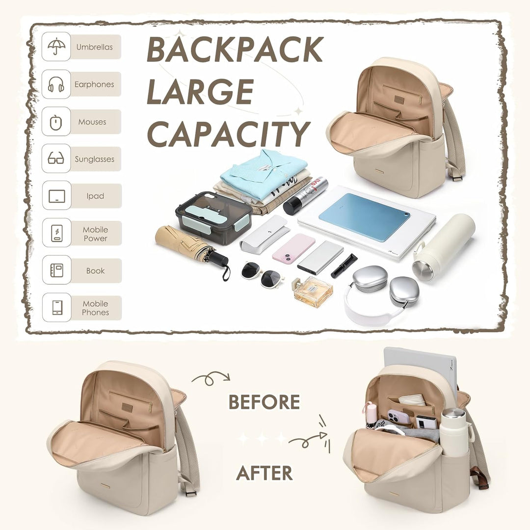 Rucksack Damen Herren Elegant,17.3 Zoll Laptop Rucksack Wasserdicht mit Laptopfach, Business Laptopt