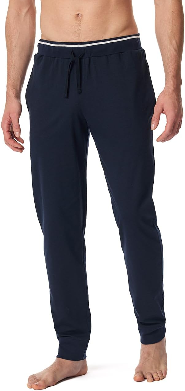 Schiesser Herren Schlafhose lang mit Bündchen - Mix + Relax - Organic Cotton 48 Nachtblau_182183, 48