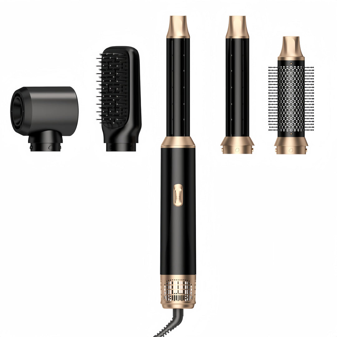 5 in 1 Hair Styler StylingbürstenSet, Schwarz/Gold, Schwarz
