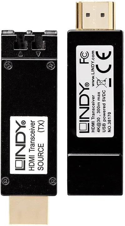 LINDY HDMI Extender 4K LWL 300m, Duplex LC Multimode 50/125 OM3, (nicht enthalten) Single, Single