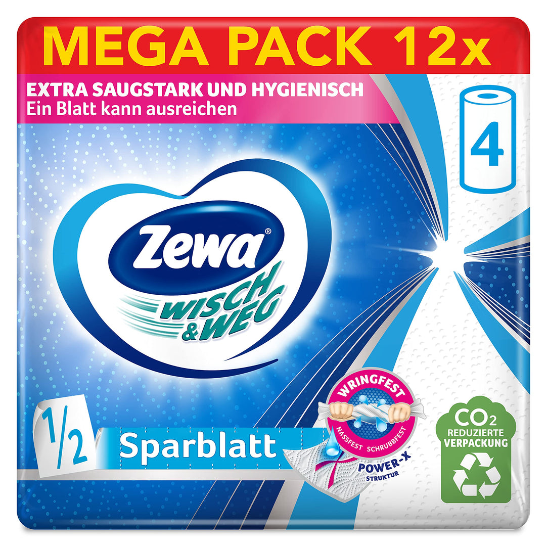 Zewa Wisch und Weg Sparblatt Küchenrolle Mit Power-X-Struktur, 48 Stück 48 Stück (1er Pack) weiss, 4