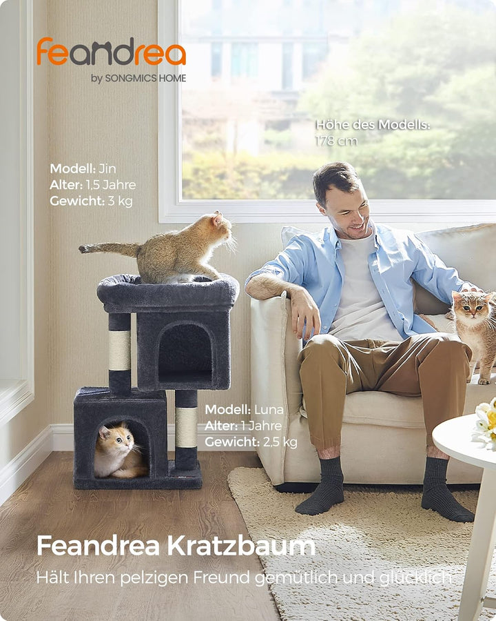 Feandrea Kratzbaum klein, 67 cm Katzenbaum, Katzenhaus für Kätzchen bis zu 3 kg, grosse Plattform, S
