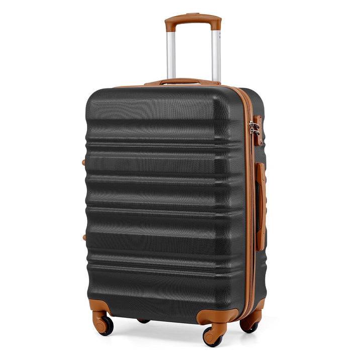 COOLIFE Hartschalen-Koffer Trolley Rollkoffer Reisekoffer mit TSA-Schloss und 4 Rollen (Schwarz/Brau