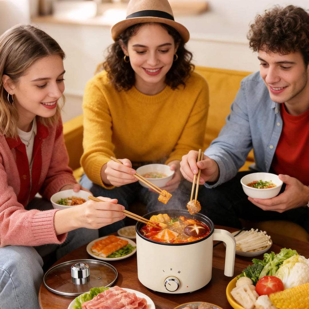 Personal Skillet - Dorm Electric Cooker, Mini Frying Pot with Nonstick, Rapid Heating Thermal Contro