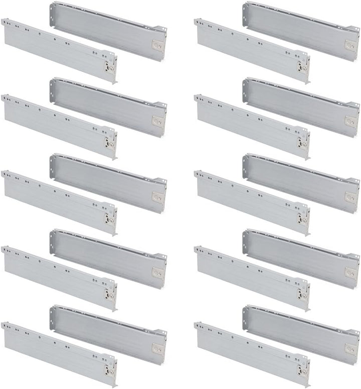 Emuca 3041025 Set aus 10 Schubladen-Kits Metallseiten und Scheibenführungen aus Stahl mit Aluminiumo