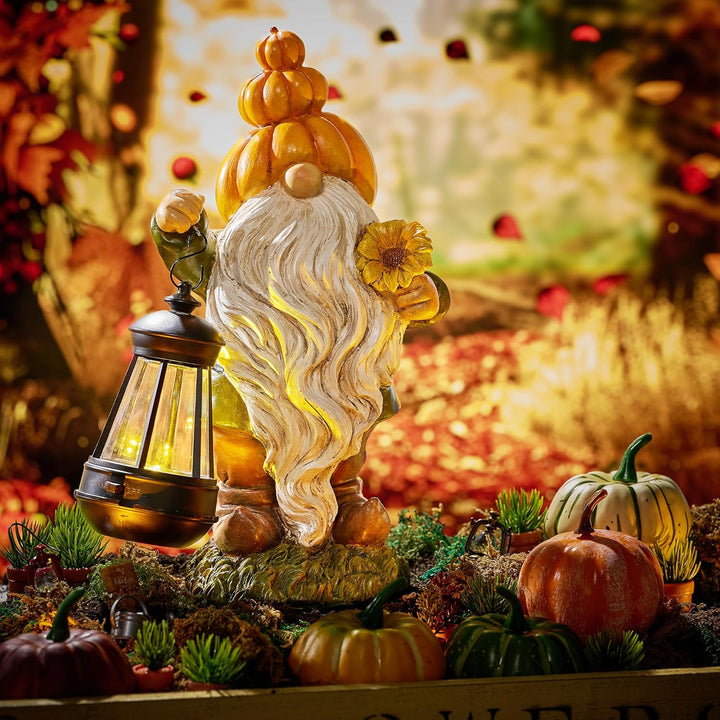 TERESA'S COLLECTIONS Herbstdeko Outdoor, Gartendeko für Draussen, Gartenzwerg lustig Wetterfest Figu