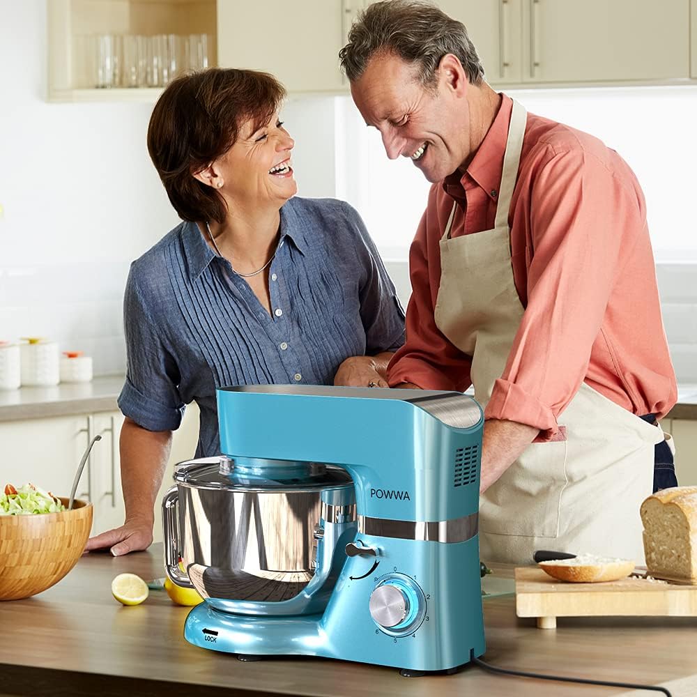 Küchenmaschine, POWWA 6,2 L Rührmaschine Knetmaschine, 6+1 Geschwindigkeit Teigmaschine,1500W Teigkn
