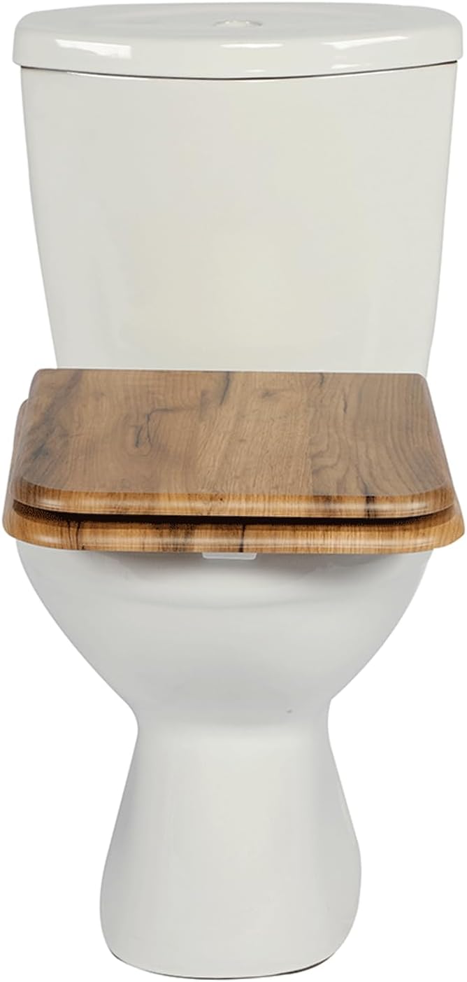 MDF-Toilettensitz, Klodeckel Holz, Premium Quadrat-Förmig Toilettendeckel Mit Soft-Close-Mechanismus