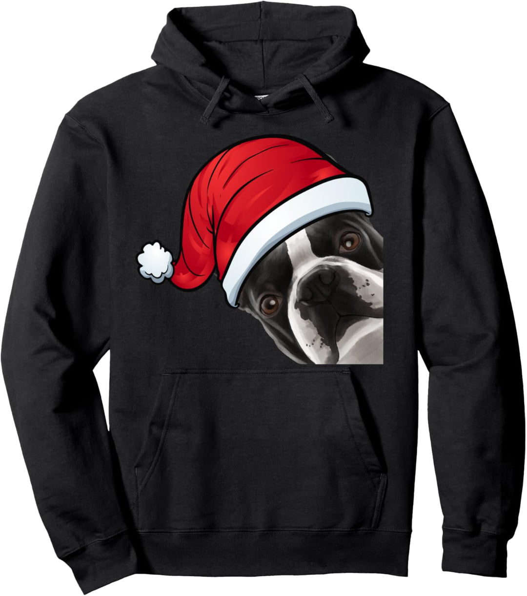 Weihnachten Hund Weihnachtsmann Boston Terrier Pullover Hoodie