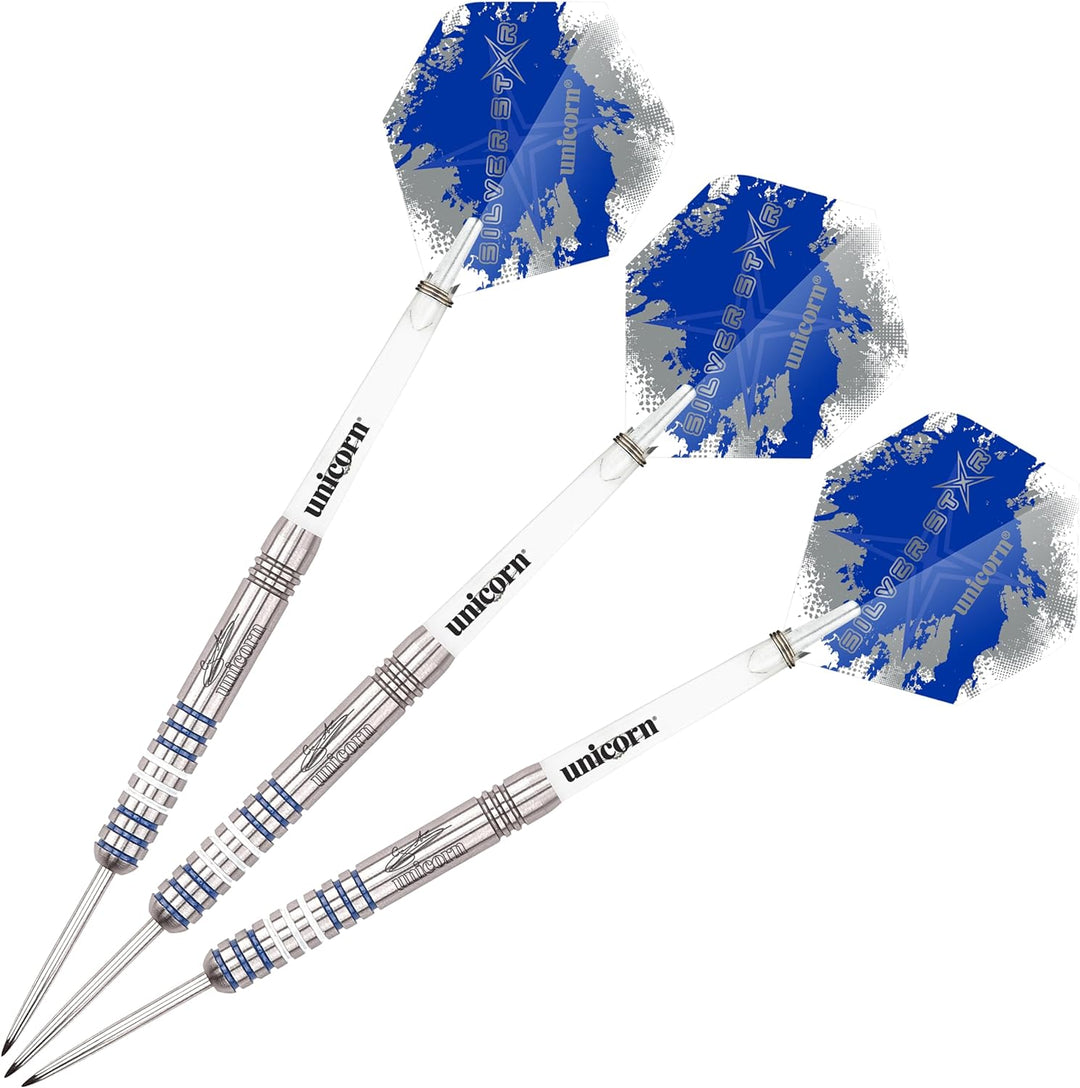 Unicorn Dartpfeile Silver Star 80 Herren% Tungsten-Gary Anderson Silber 14 cm Single, Silber 14 cm S
