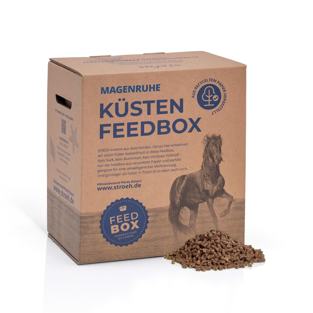 STRÖH Magenruhe Pferd (12kg Feedbox) Magenruhe Pferd (1kg) • Für Pferde Magen, Darm &amp; Verdauung • Mi
