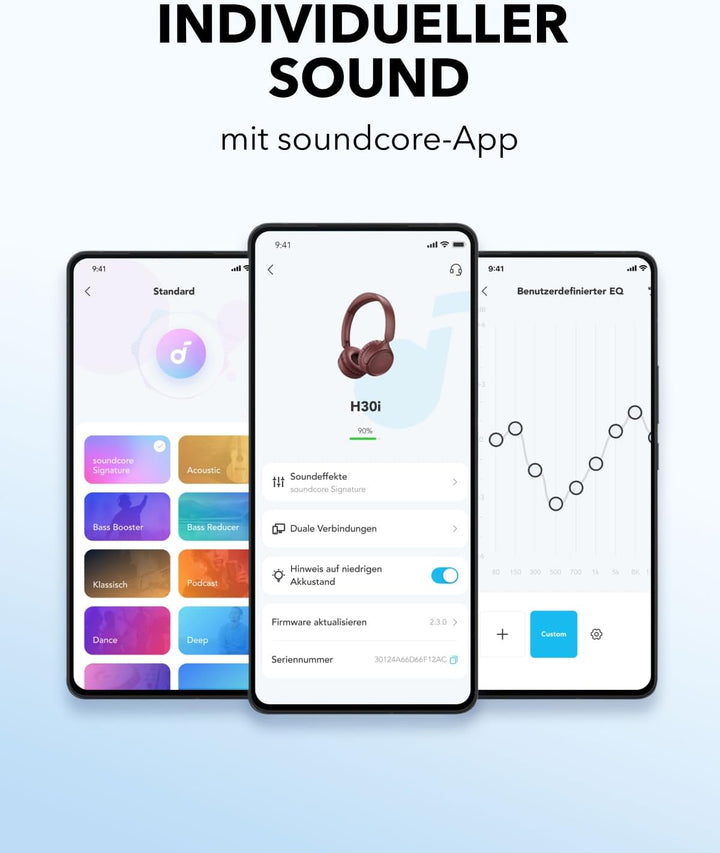 soundcore H30i Kabellose On-Ear Kopfhörer, Faltbares Design, Purer Bass, 70h Wiedergabe, Bluetooth 5