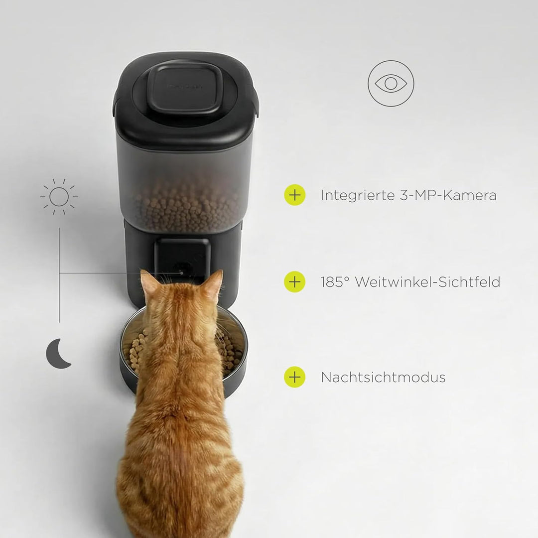 Peluvio Feast Automatischer Futterautomat Katze mit App und Kamera, Live-Video mit Nachtsicht und Zw