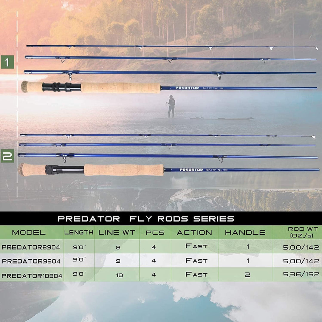 MAXIMUMCATCH Predator Salzwasser/Süsswasser Fliegenrute &amp; Rute und Rolle Combo IM10 Rutenblank in 8/