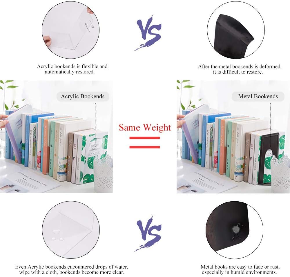 Buchstützen, 8 Stück, rutschfest, schweres Metall, langlebig, stabil, robust, für Bücher, Organizer,