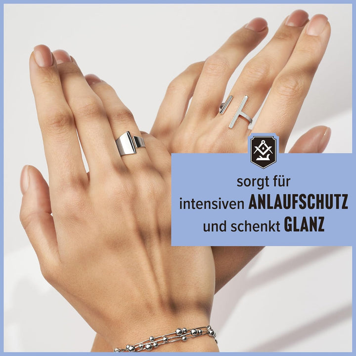 SCHRADER Silberpflege-Set - Silberpoliermittel und Silberputztuch für Schmuck & Besteck - Entfernt A