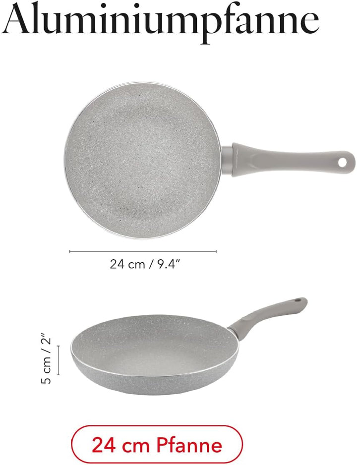 FLORINA - Bratpfanne aus Aluminium SANDY ORGANIC I 24 cm Durchmesser I Pfanne Induktion I Antihaftbe