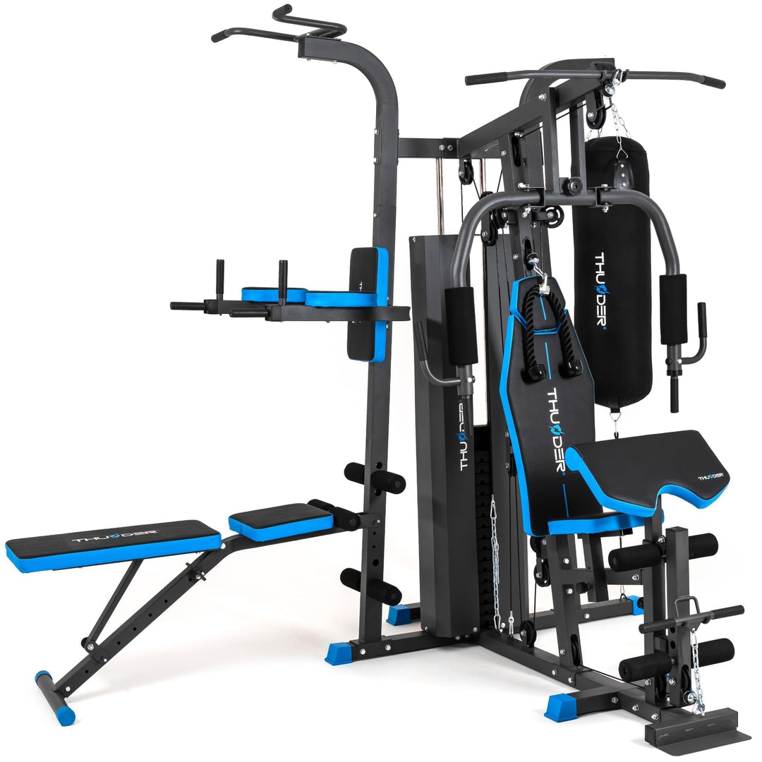 THUNDER Multifunktionale Kraftstation Home Gym Fitnessstation mit Kabelzug &amp; Muskelaufbau Training H