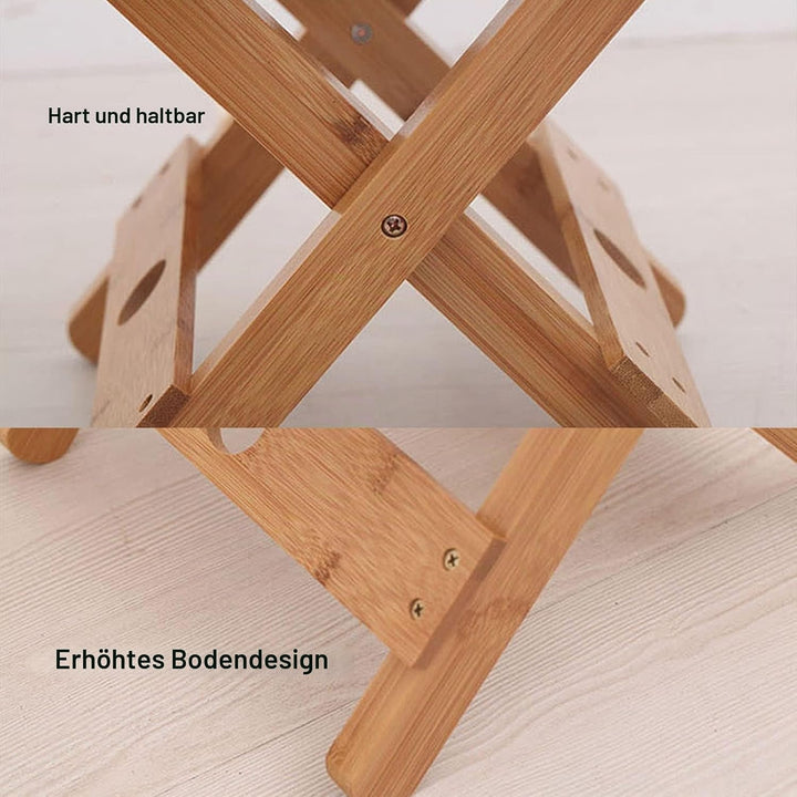 Tissting Klapphocker, Tragbarer Faltbarer Duschsitz, Bambus Hocker Badhocker Klapphocker 45x35x40cm