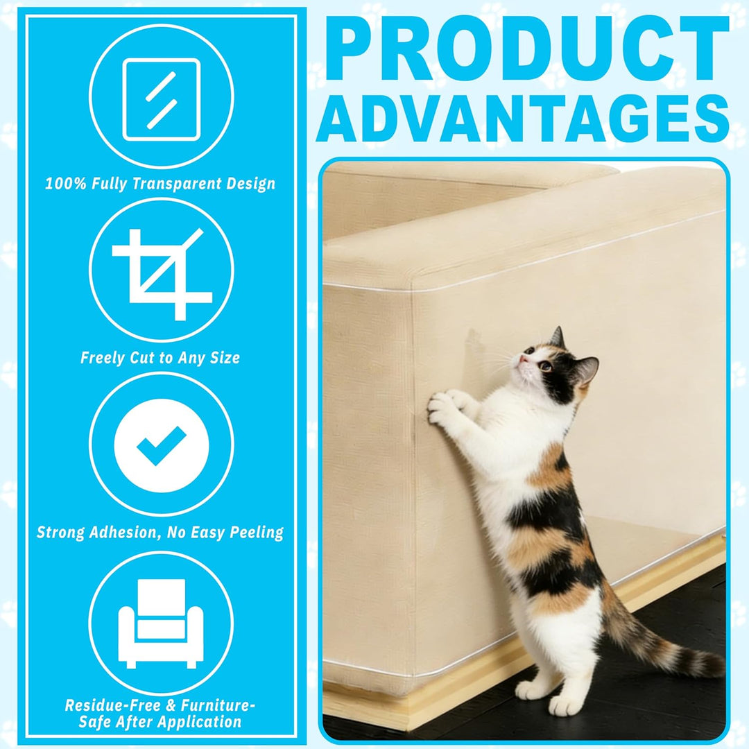 Kratzschutz Sofa Katze Transparent 5m x 42cm,Kratzfolie Katzen Selbstklebend,Flexibler Sofaschutz ge