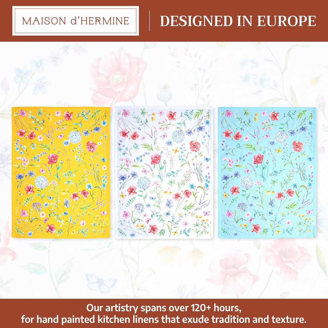 Maison d' Hermine Just Florals 100% Baumwolle Set von 3 Multi-Purpose Küchenhandtuch | Bar Handtüche