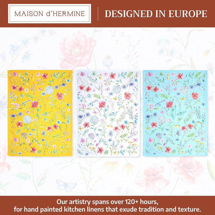 Maison d' Hermine Just Florals 100% Baumwolle Set von 3 Multi-Purpose Küchenhandtuch | Bar Handtüche