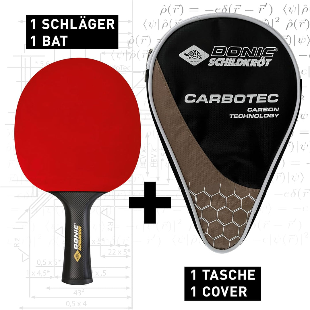 Donic-Schildkröt 100% Carbon Tischtennisschläger CarboTec 7000, inkl. Schlägertasche, One-Piece Kons