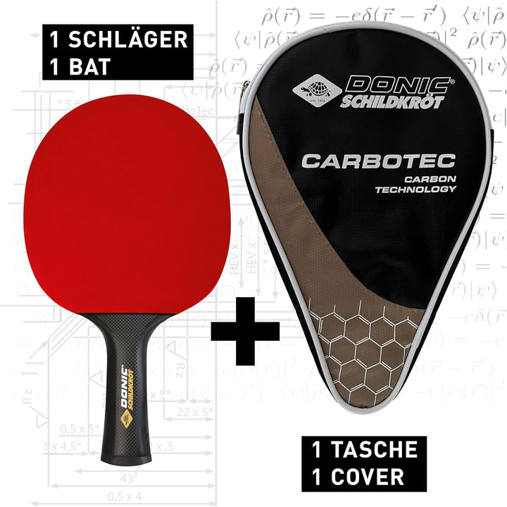 Donic-Schildkröt 100% Carbon Tischtennisschläger CarboTec 7000, inkl. Schlägertasche, One-Piece Kons