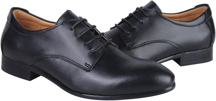 ANUFER Herren Echtes Leder Kleider Schuhe Formell Geschäft Derby Schnürsenkel 44 EU Schwarz, 44 EU S