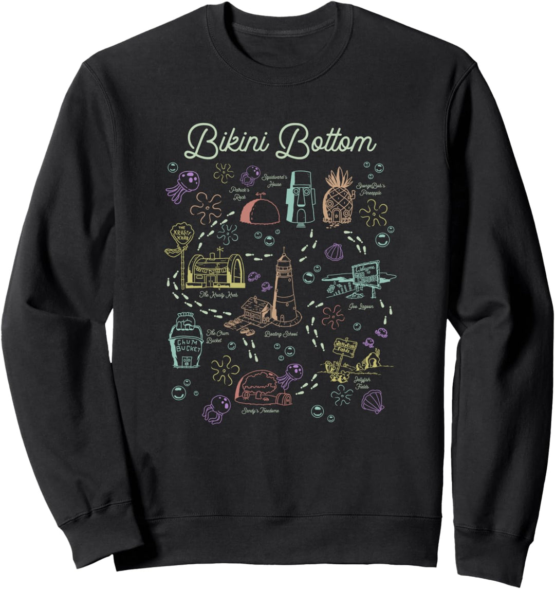 SpongeBob SquarePants Bikini Bottom Map Art Sweatshirt