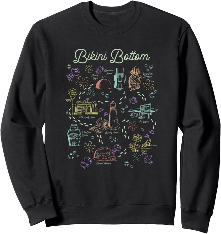 SpongeBob SquarePants Bikini Bottom Map Art Sweatshirt