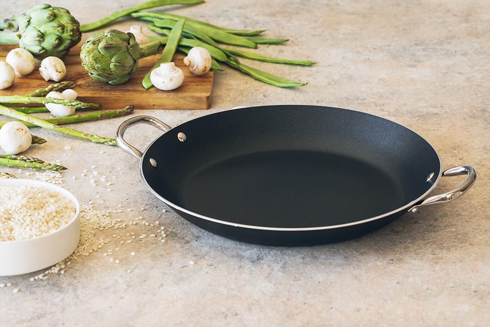 MONIX Resistent Plus - Paella-Pfanne aus Aluminium mit Antihaftbeschichtung, 30 cm, geeignet für all