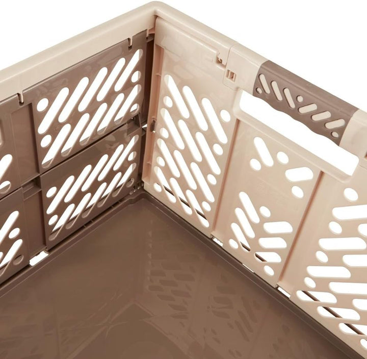 keeeper 4x Stabile Profi-Klappboxen mit Soft-Touch Griffen, 54 x 37 x 28 cm, 45 l, Ben, Creme/ Taupe