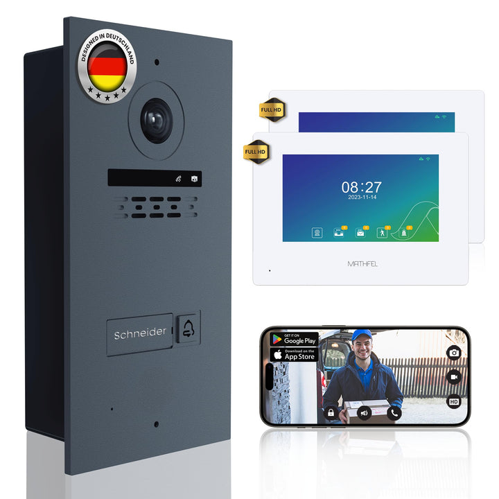 MATHFEL 2 Draht Bus Video Fingerprint Türsprechanlage Gegensprechanlage, Aussenstation in Anthrazit