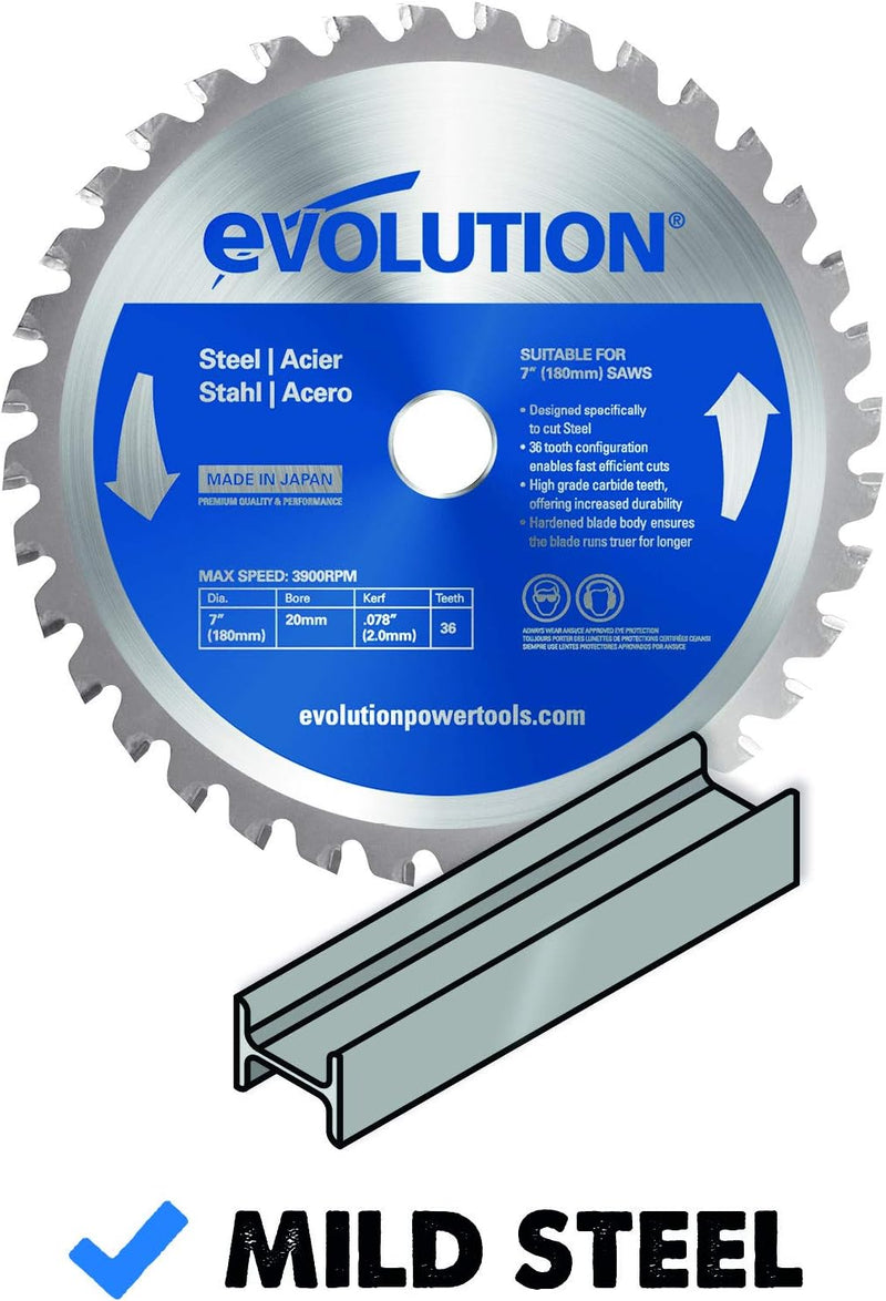 Evolution Power Tools Edelstahl Sägeblatt, 180BLADEST, 36 Zähne, 7 Inch