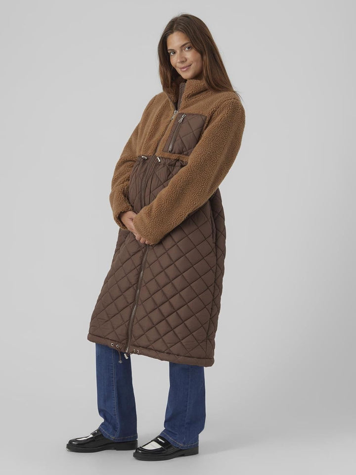 MAMALICIOUS Mama Licious Female Steppjacke Umstands-Jacke L Tobacco Brown, L Tobacco Brown