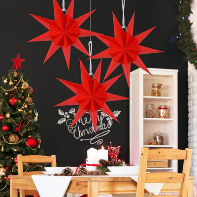 SUNBEAUTY 3er Set Papiersterne Rot 30cm Faltstern Weihnachten Dekoration 9 Zacken Faltsterne Party D