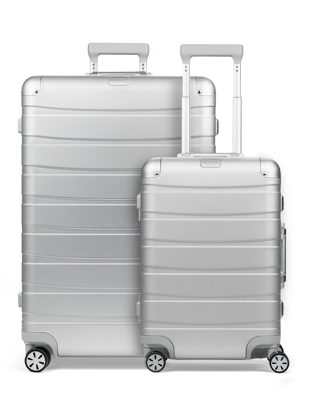 REDOLZ Pro Aluminium Koffer Set 2-teilig Handgepäck 55 cm + XL Reisekoffer 77 cm | Cabin & Check-In