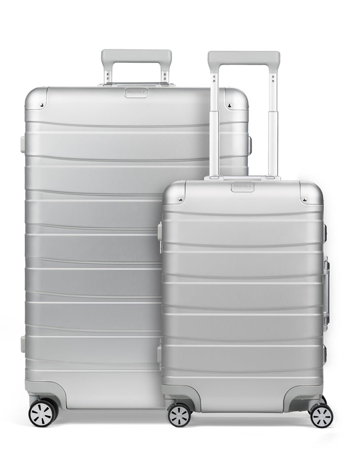 REDOLZ Pro Aluminium Koffer Set 2-teilig Handgepäck 55 cm + XL Reisekoffer 77 cm | Cabin & Check-In