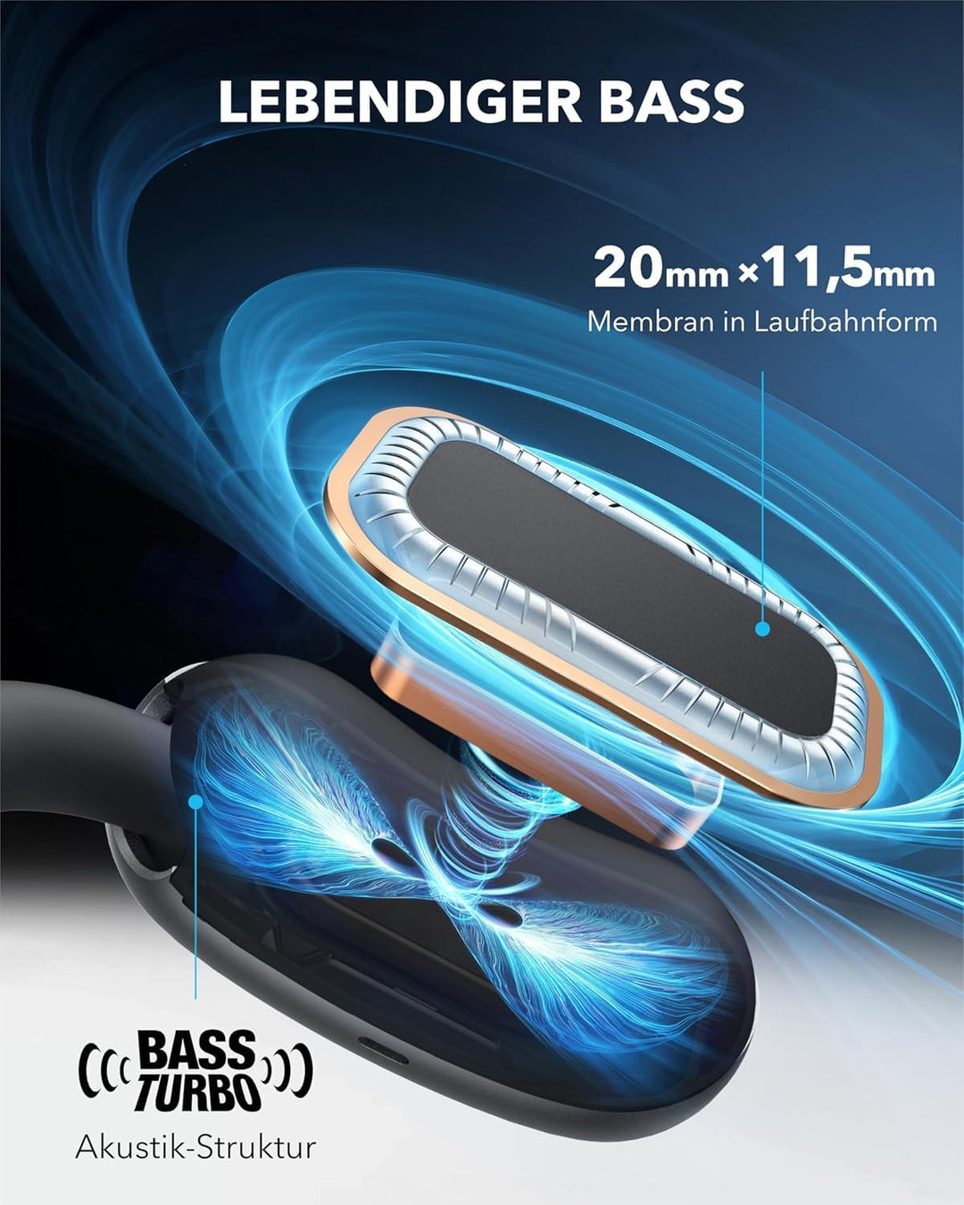 soundcore Anker AeroFit 2 Open Ear Headphones, Adjustable Ear Hooks, Firm Hold, Deep Bass, Hi-Res Wi